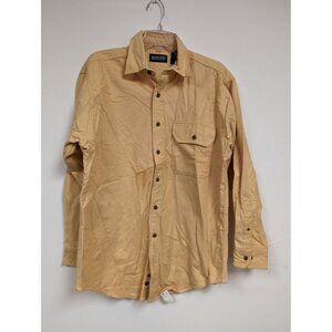 Lands End Shirt M Yellow Gold 15-15 1/2" Long Sleeve Mens